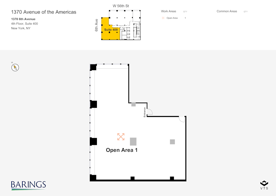 Floor plan - Partial 4th Floor, Suite 400 - 1370 Avenue of the Americas - 1370 6th Avenue