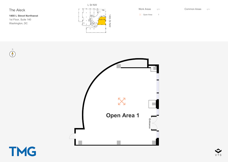 Floor plan - Entire 1st Floor, Suite 140 - The Aleck - 1400 L Street Northwest