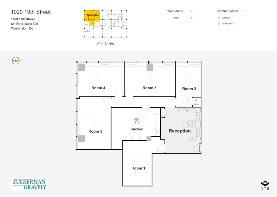 Floor plan - Partial 6th Floor, Suite 625 - 1020 19th Street