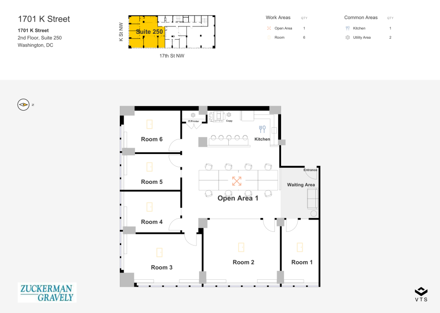 Floor plan - Partial 2nd Floor, Suite 250 - 1701 K Street