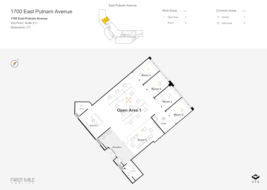 Floor plan - Partial 2nd Floor, Suite 211 - 1700 East Putnam Avenue