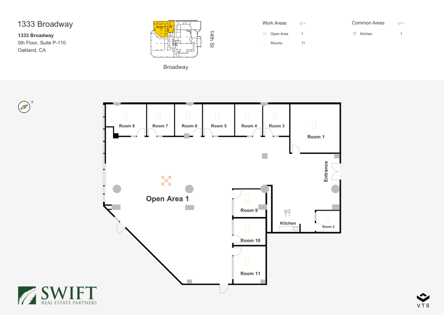 Floor plan - Partial Ground Floor, Suite P-110 - 1333 Broadway