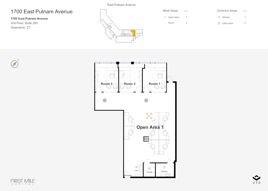 Floor plan - Partial 2nd Floor, Suite 205 - 1700 East Putnam Avenue