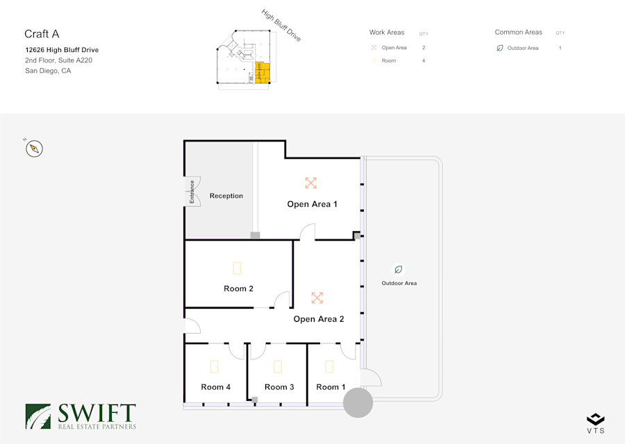 Floor plan - Partial 2nd Floor, Suite A220 - 12626 High Bluff Drive - Craft - 12626 - 12636 High Bluff Drive