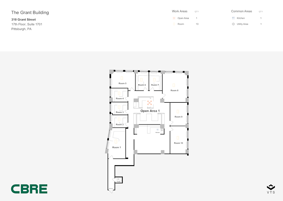 Floor plan - 17th Floor, Suite 1701 - The Grant Building - 310 Grant Street