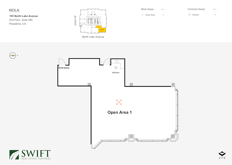 Floor plan - 2nd Floor, Suite 280 - NOLA - 155 North Lake Avenue