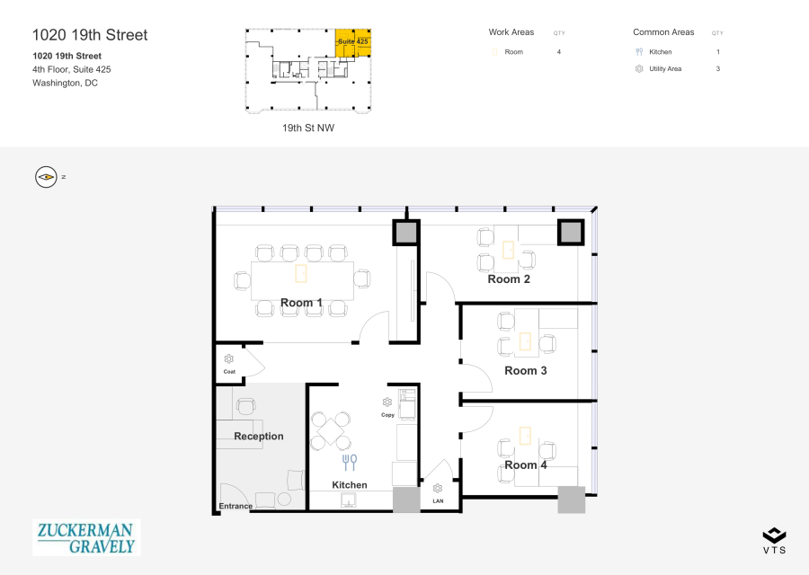 Floor plan - Partial 4th Floor, Suite 425 - 1020 19th Street