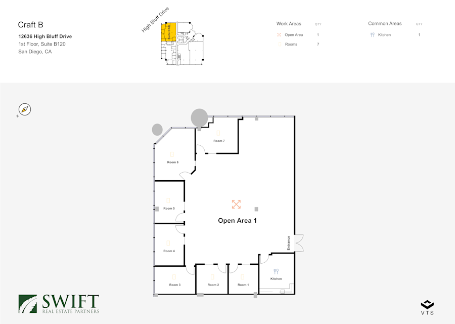 Floor plan - Partial 1st Floor, Suite B120 - 12636 High Bluff Drive - Craft - 12626 - 12636 High Bluff Drive