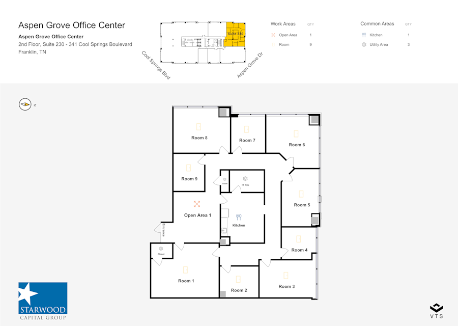 Floor plan - Partial 2nd Floor, Suite 230 - 341 Cool Springs Boulevard - Aspen Grove Office Center - 315 + 341 Cool Springs Boulevard