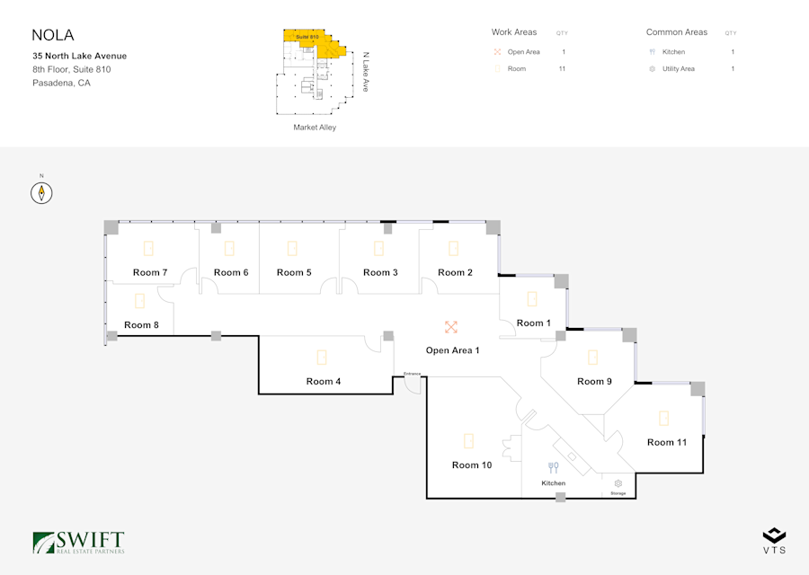 Floor plan - Partial 8th Floor, Suite 810 - NOLA - 35 North Lake Avenue