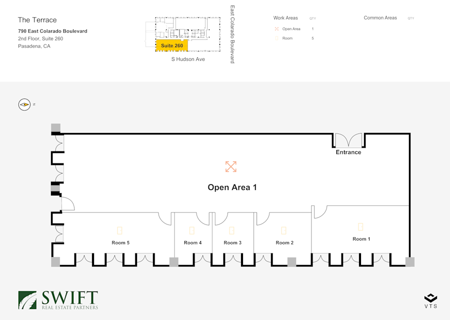 Floor plan - Partial 2nd Floor, Suite 260 - The Terrace - 790 East Colorado Boulevard 