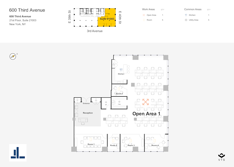 Floor plan - Partial 21st Floor, Suite 21003 - 600 Third Avenue