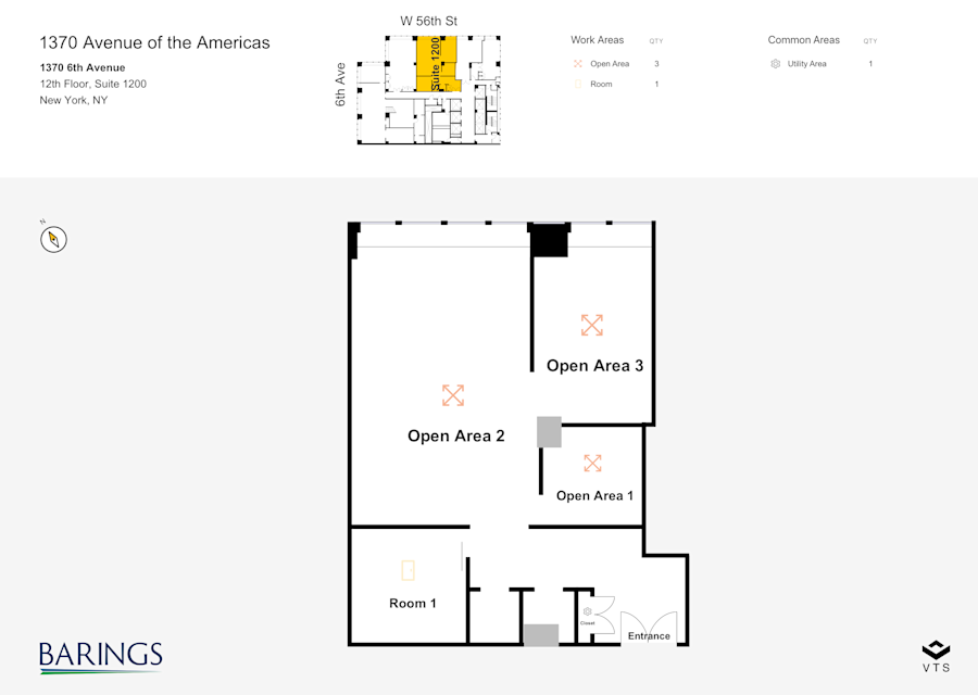 Floor plan - Partial 12th Floor, Suite 1200 - 1370 Avenue of the Americas - 1370 6th Avenue