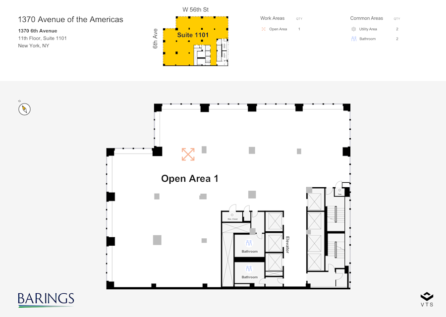 Floor plan - Entire 11th Floor, Suite 1101 - 1370 Avenue of the Americas - 1370 6th Avenue