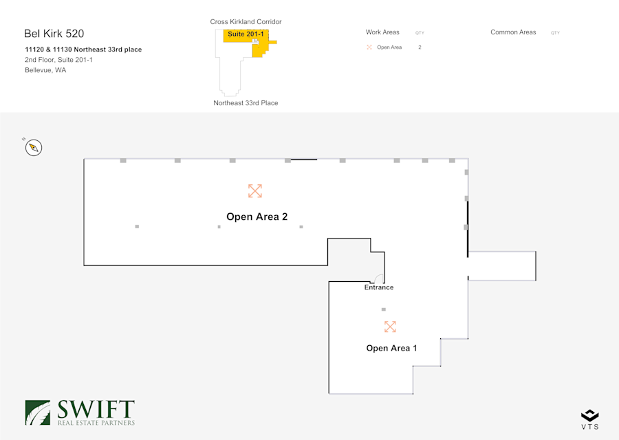 Floor Plan - Partial 2nd Floor, Suite 201-1 - Bel Kirk 520 - 11120 & 11130 Northeast 33rd place