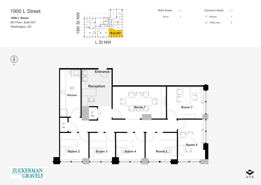 Floor plan - Partial 6th Floor, Suite 607 - 1900 L Street