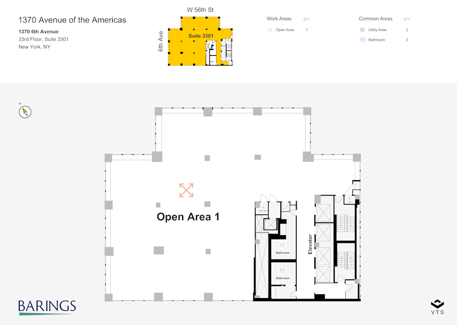 Floor plan - Entire 33rd Floor, Suite 3301 - 1370 Avenue of the Americas - 1370 6th Avenue