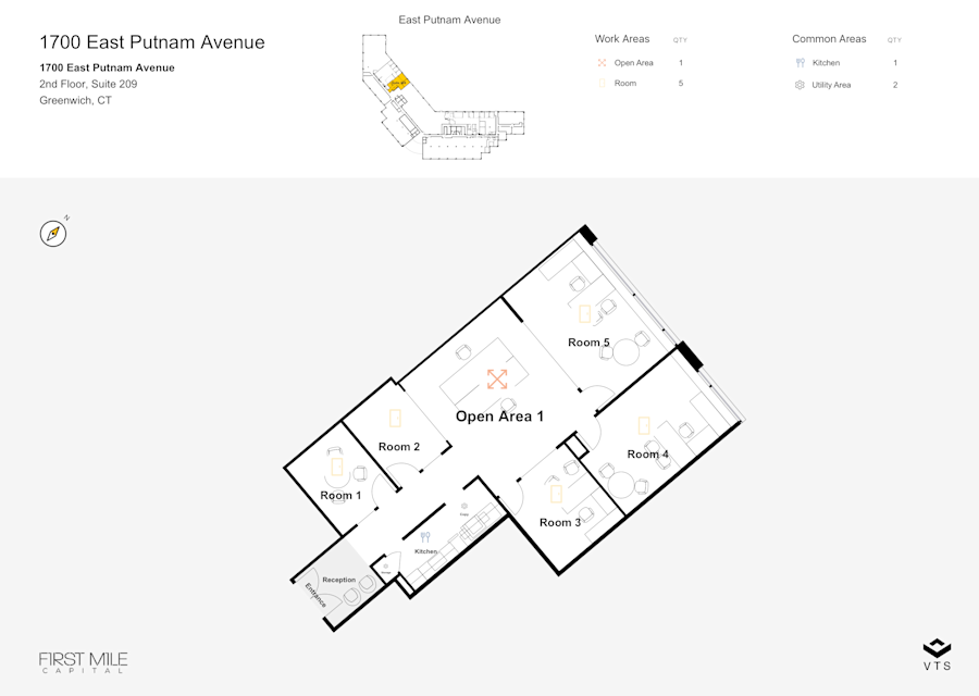 Floor plan - Partial 2nd Floor, Suite 209 - 1700 East Putnam Avenue