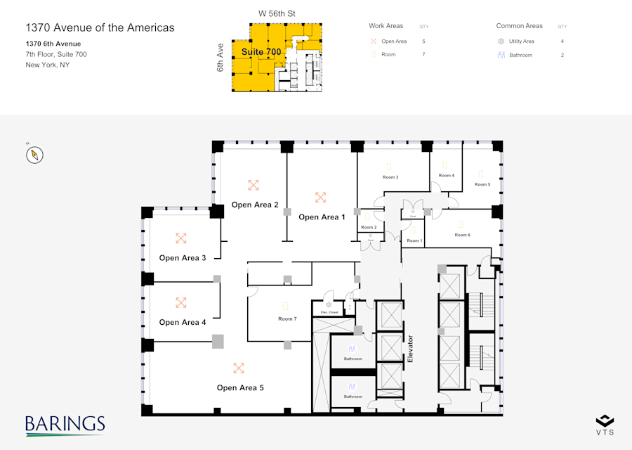 Floor plan - Entire 7th Floor, Suite 700 - 1370 Avenue of the Americas - 1370 6th Avenue