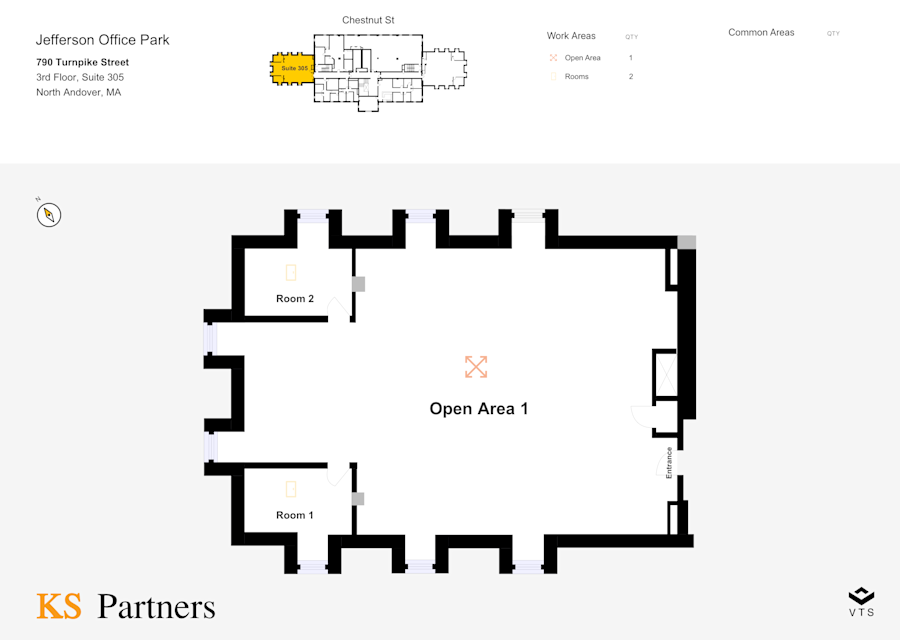 Floor plan - Partial 3rd Floor, Suite 305 - 790 Turnpike Street - Jefferson Office Park