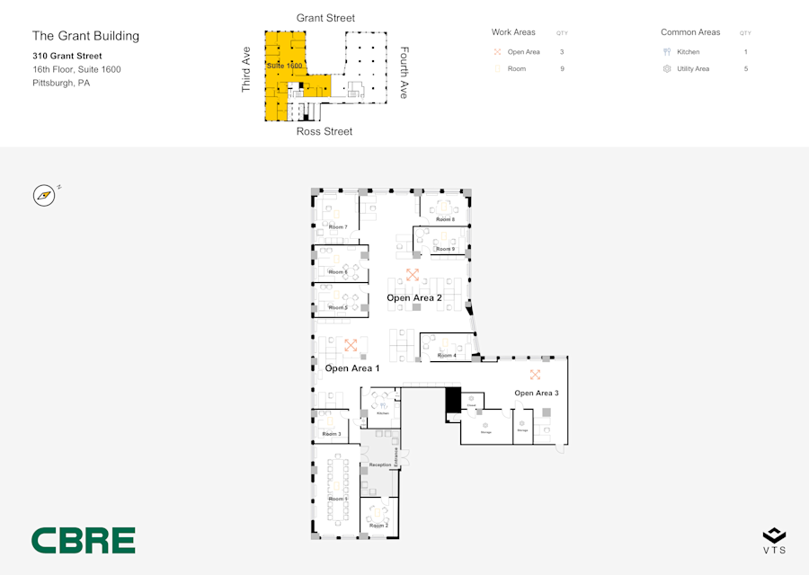 Floor plan - 16th Floor, Suite 1600 - The Grant Building - 310 Grant Street