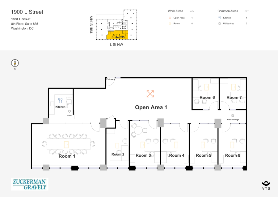 Floor plan - Partial 8th Floor, Suite 835 - 1900 L Street