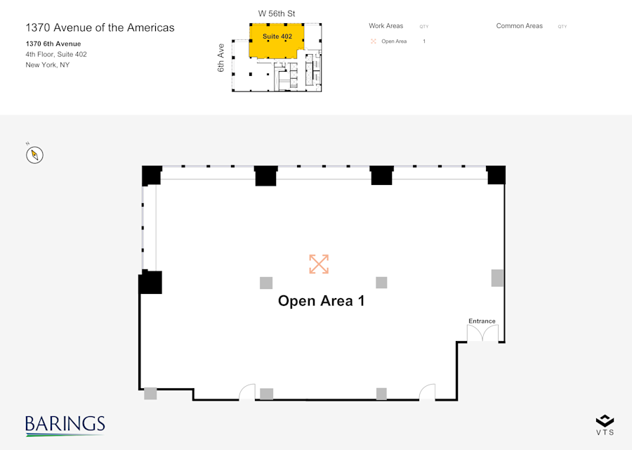 Floor plan - Partial 4th Floor, Suite 402 - 1370 Avenue of the Americas - 1370 6th Avenue