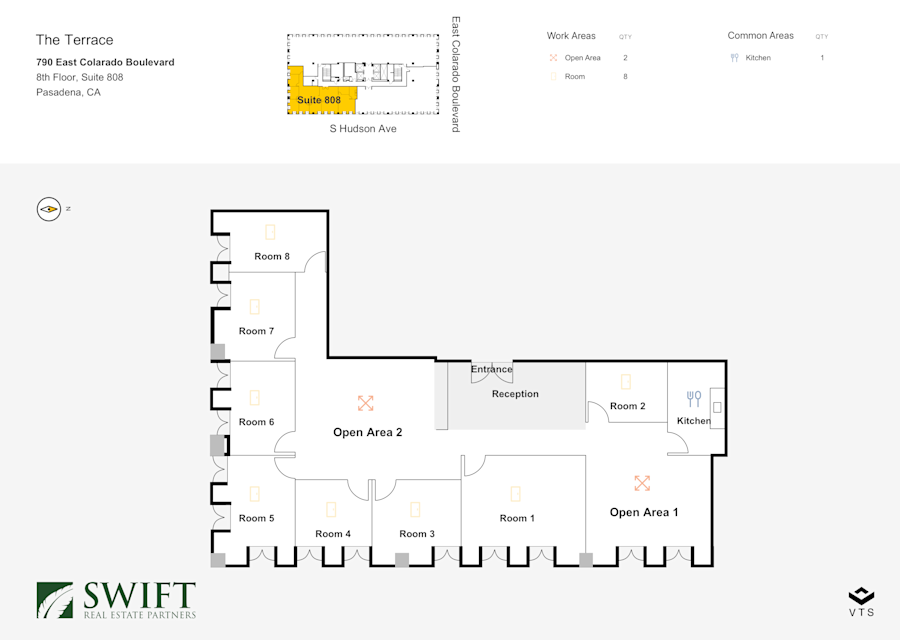 Floor plan - Partial 8th Floor, Suite 808 - The Terrace - 790 East Colorado Boulevard 