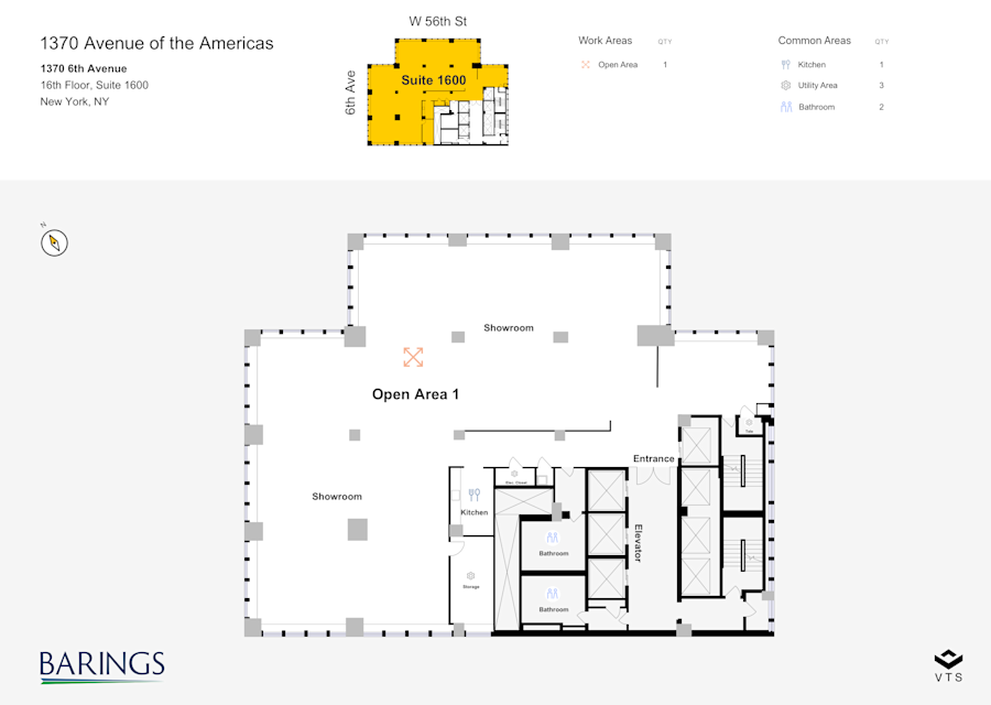 Floor plan - Entire 16th Floor, Suite 1600 - 1370 Avenue of the Americas - 1370 6th Avenue