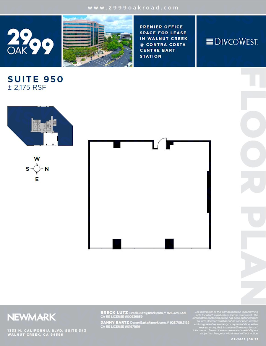 Floor plan of Partial 9th Floor, Suite 950, 2999 Oak Road