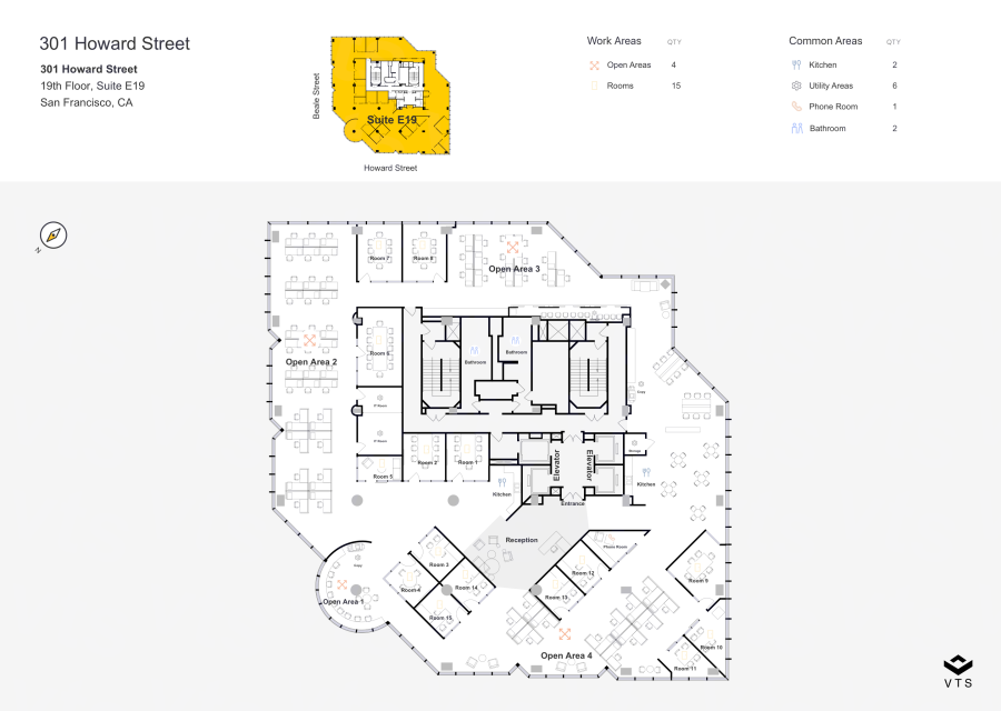 Floor plan of Entire 19th Floor, Suite E19, 301 Howard Street