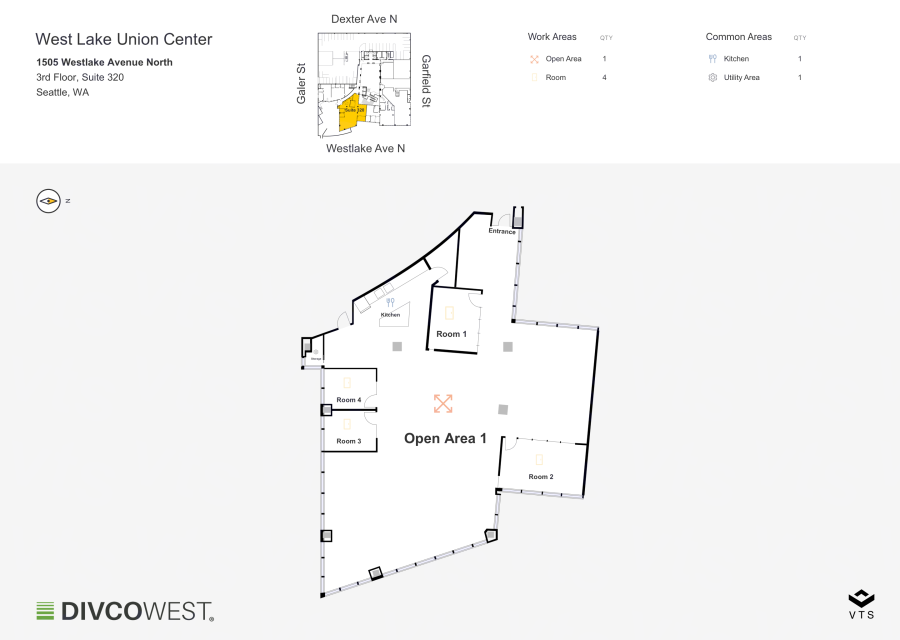 Floor plan of Partial 3rd Floor, Suite 320, West Lake Union Center - 1505 Westlake Avenue North