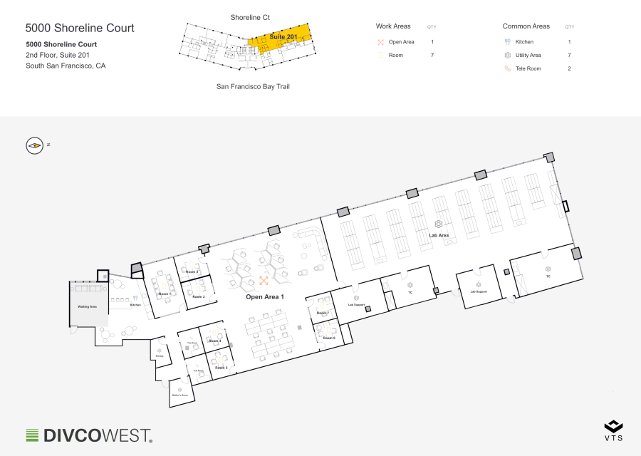 Floor plan of Partial 2nd Floor, Suite 201, 5000 Shoreline