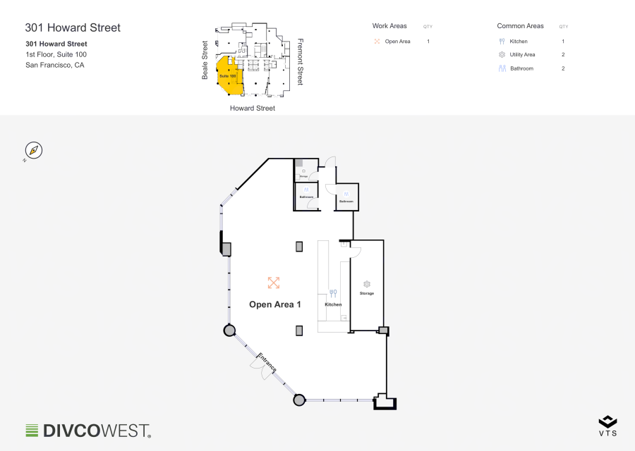 Floor plan of Partial 1st Floor, Suite 100, 301 Howard Street