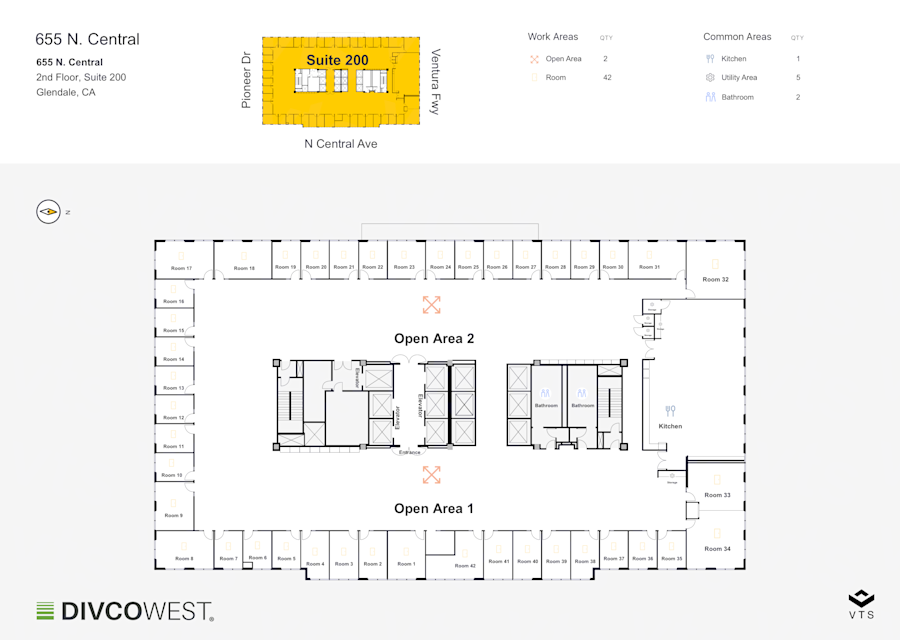 Floor plan of Entire 2nd Floor, Suite 200, 655 N. Central