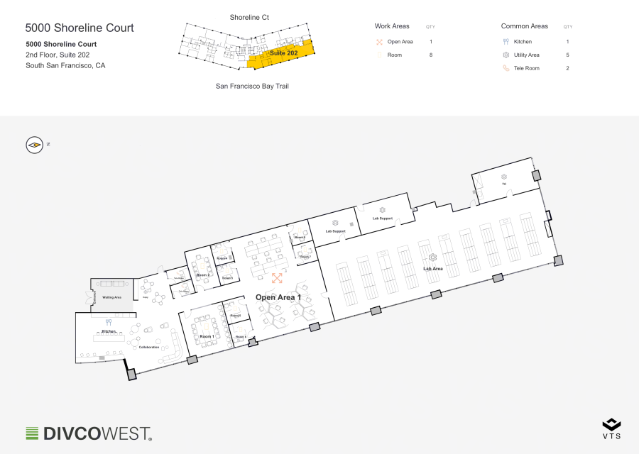 Floor plan of Partial 2nd Floor, Suite 202, 5000 Shoreline