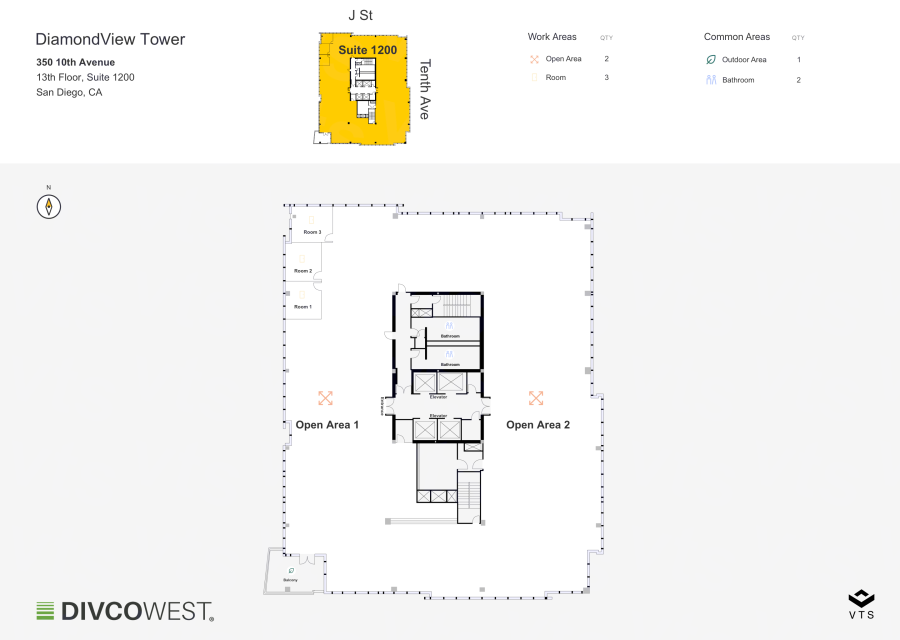 Floor plan of Entire 13th Floor, Suite 1200, DiamondView Tower - 350 10th Avenue