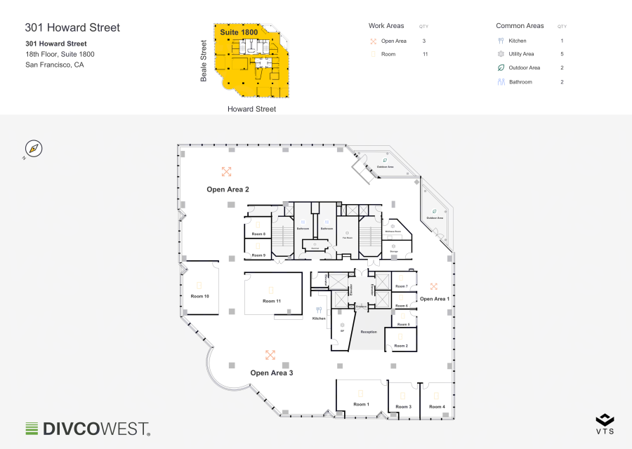 Floor plan of Partial 18th Floor, Suite 1800, 301 Howard Street