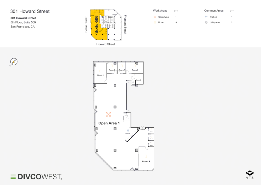 Floor plan of Partial 5th Floor, Suite 500, 301 Howard Street