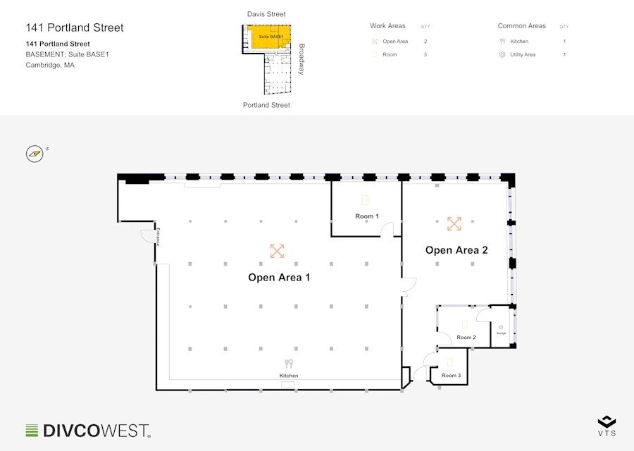 Floor plan of Entire BASEMENT, Suite BASE1, 141 Portland Street