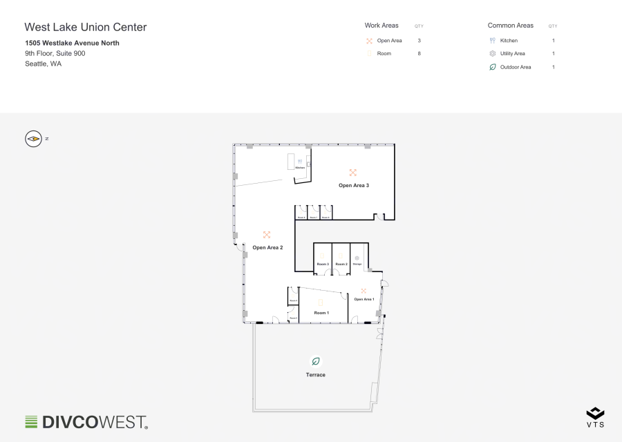 Floor plan of Partial 9th Floor, Suite 900, West Lake Union Center - 1505 Westlake Avenue North