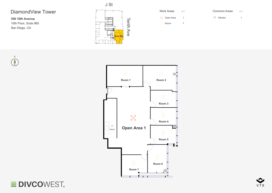 Floor plan of Partial 10th Floor, Suite 960, DiamondView Tower - 350 10th Avenue