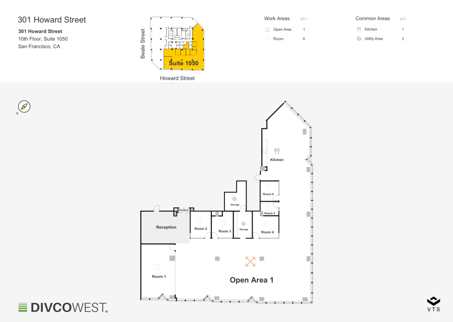 Floor plan of Partial 10th Floor, Suite 1050, 301 Howard Street