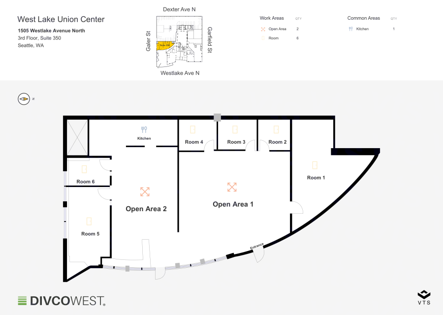 Floor plan of Partial 3rd Floor, Suite 350, West Lake Union Center - 1505 Westlake Avenue North