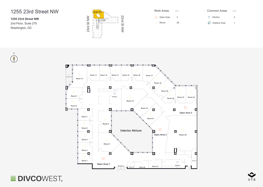 Floor plan of Partial 2nd Floor, Suite 275, 1255 23rd Street NW