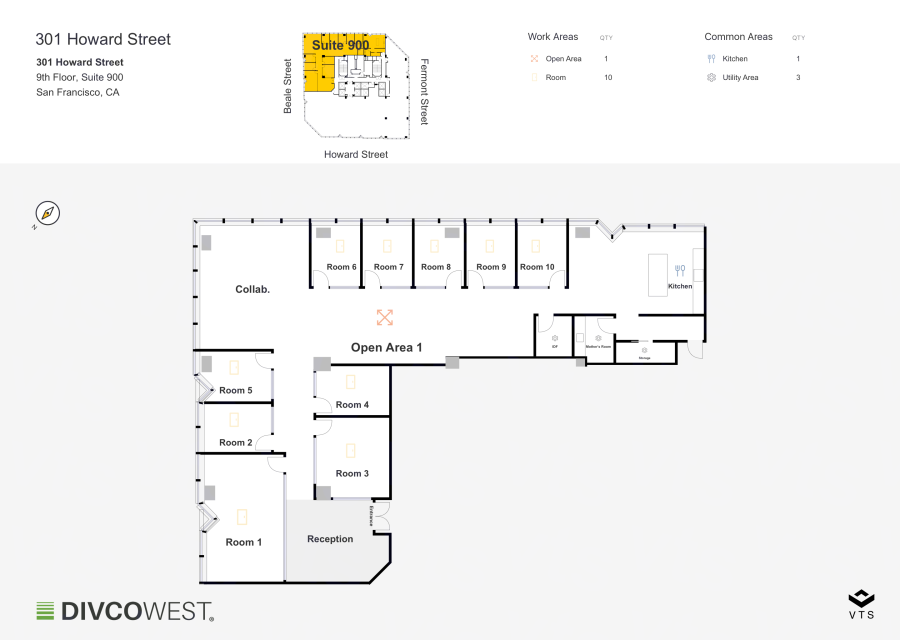 Floor plan of Partial 9th Floor, Suite 900, 301 Howard Street