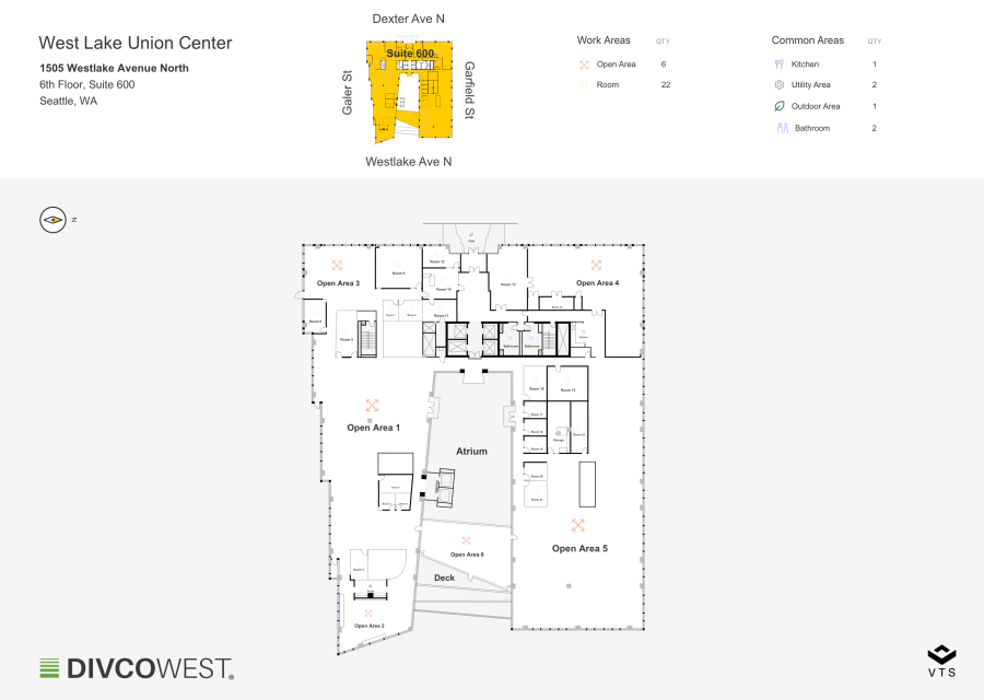 Floor plan of Entire 6th Floor, Suite 600, West Lake Union Center - 1505 Westlake Avenue North