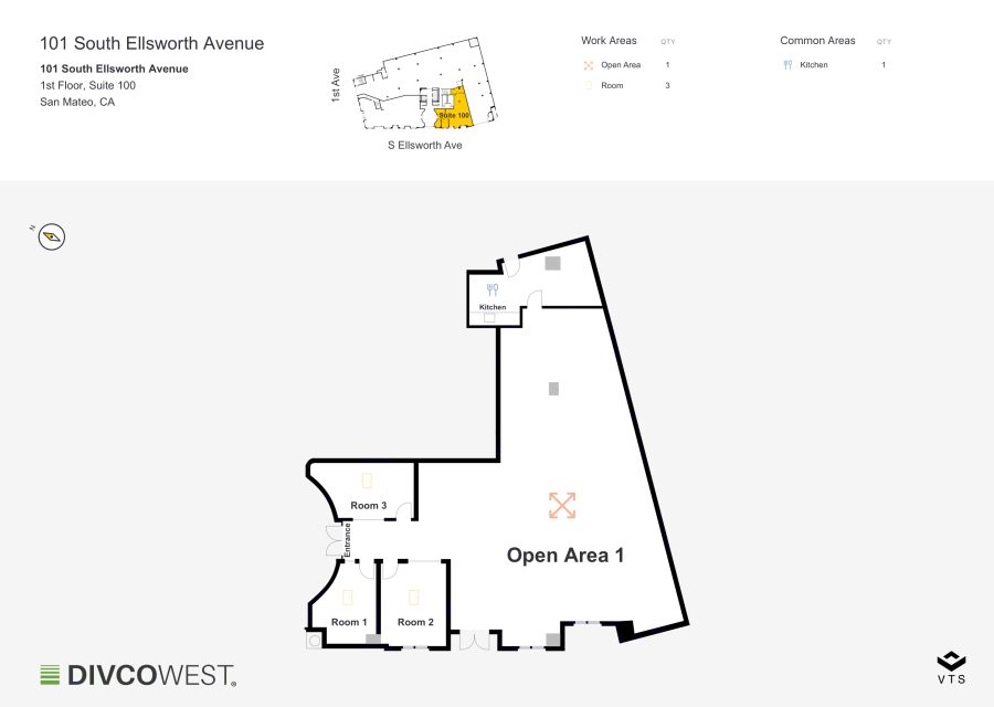 Floor plan of Partial 1st Floor, Suite 100, 101 S. Ellsworth