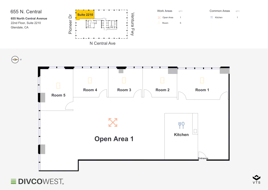 Floor plan of Partial 22nd Floor, Suite 2210, 655 N. Central