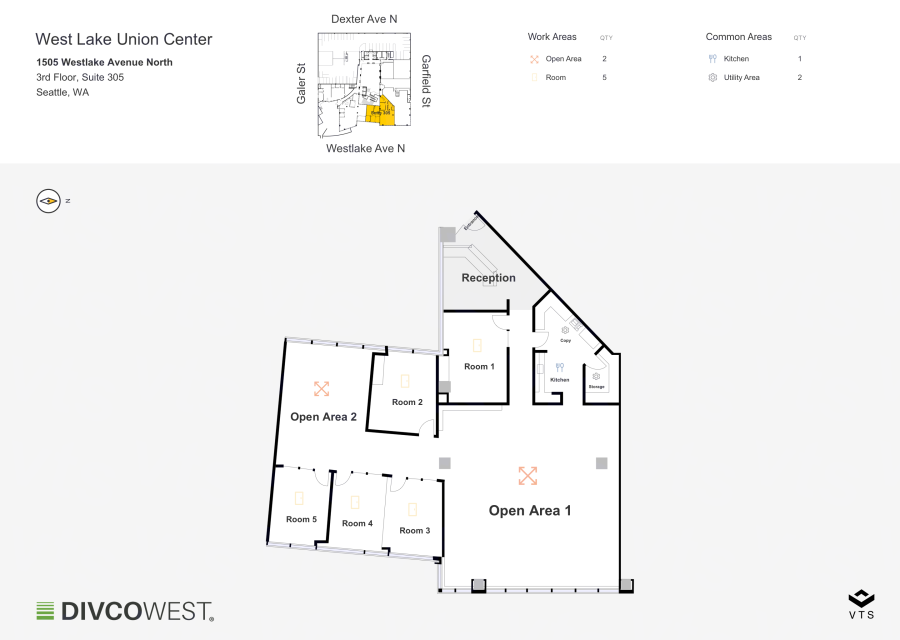 Floor plan of Partial 3rd Floor, Suite 305, West Lake Union Center - 1505 Westlake Avenue North